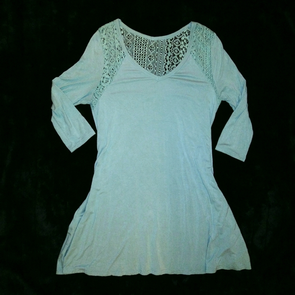 Entro Raglan Lace Accent Tunic Dress Mint Green
